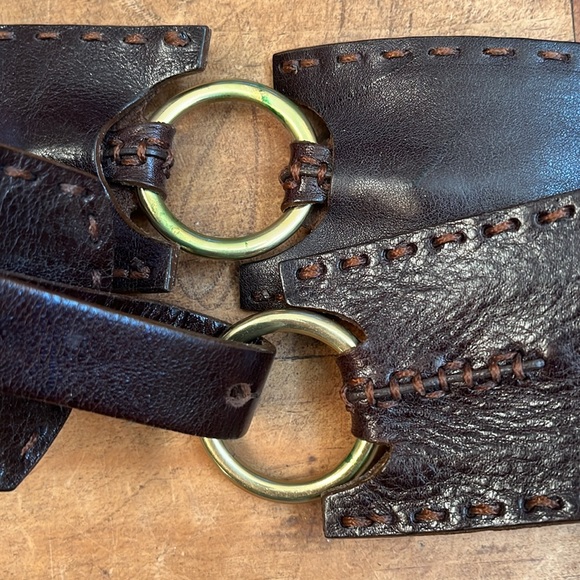 Johnny Farrah hand stitched brown leather belt. - Picture 4 of 6
